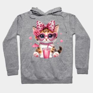 Valentine Cat Drinking Ice Cream Hoodie